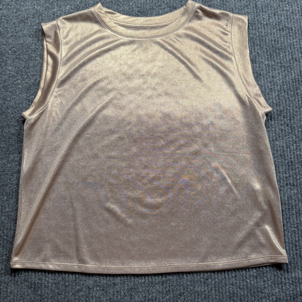 Porridge Sleeveless Metallic Top Women Large Rose Gold Party Festival Disco Chic